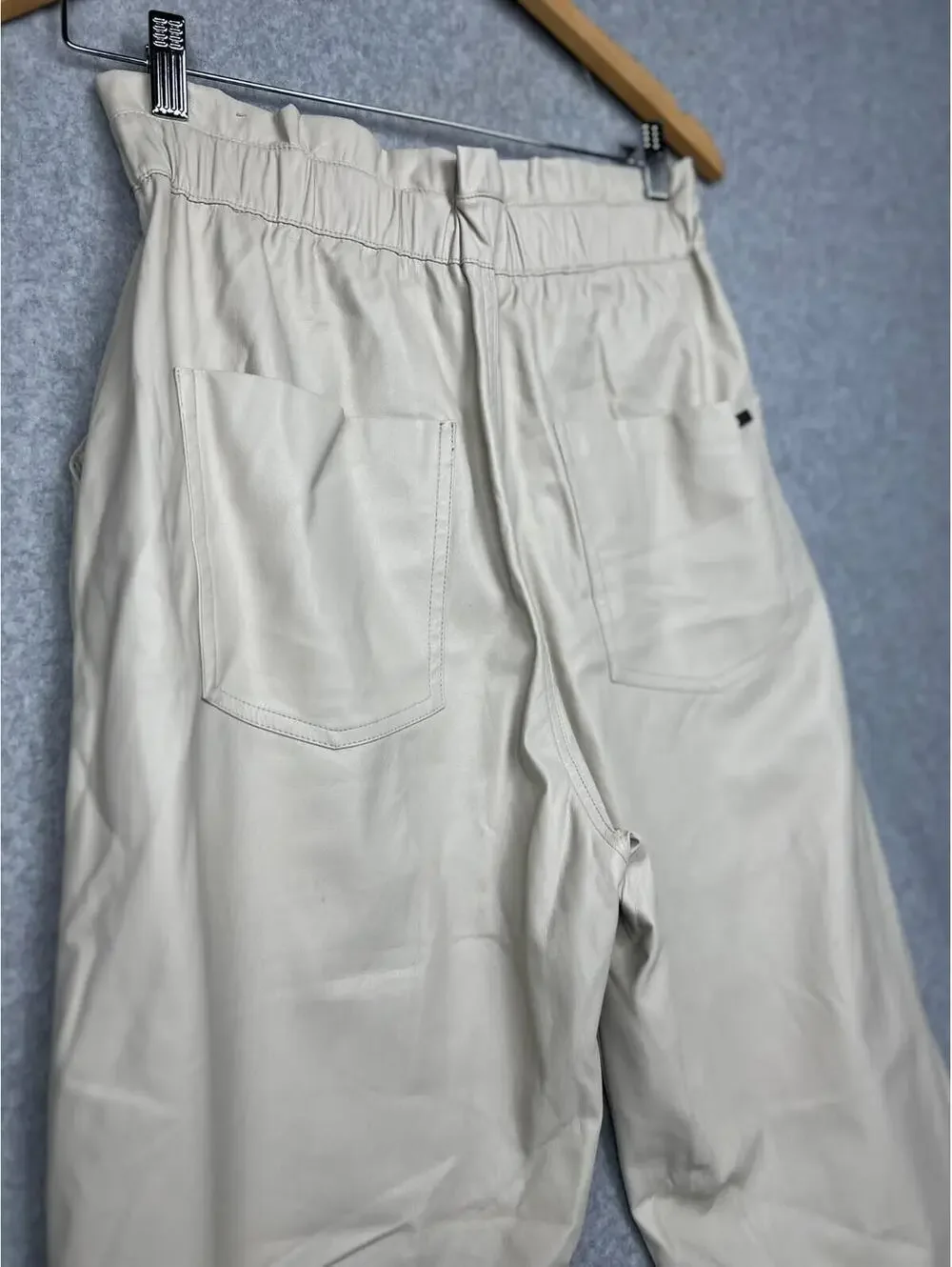90s Zara High Waist Paper Bag Wide Leg Faux Leather Pants Womens Size 8 Oversize